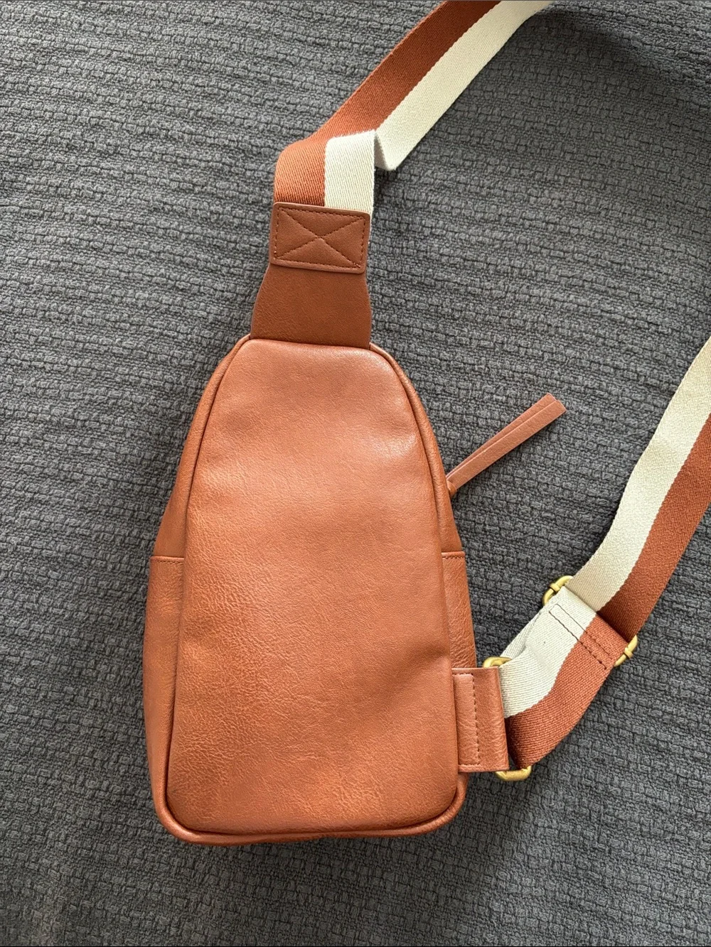 Sonoma Brown Leather Sling Belt Bag with Cream & Brown Strap